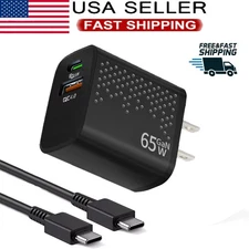 65W PD Power Adapter Duo Wall Charger+3ft Cables For Samsung S20 S21 S23 S24 S9