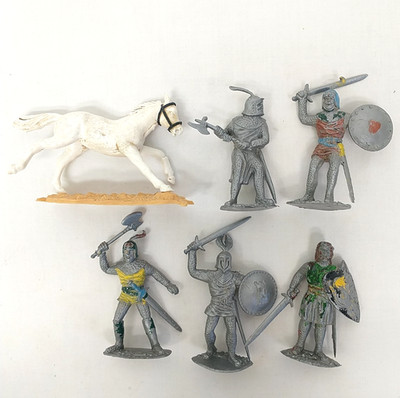 Vintage Timpo Toys 5 Knights 1 Horse Lot Bundle