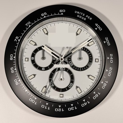 Luxus Chronograph Daytona Style Wanduhr 34cm Schwarz Weiß Lautlos Quarz Neu