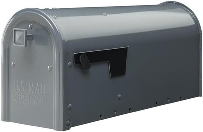 Weather-Resistant Steel Metal Post Mounted Mail Box Outside Gunmetal Grey