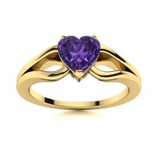 Natural Amethyst 925 Silver Prong Solitaire Wedding Statement Ring Jewelry