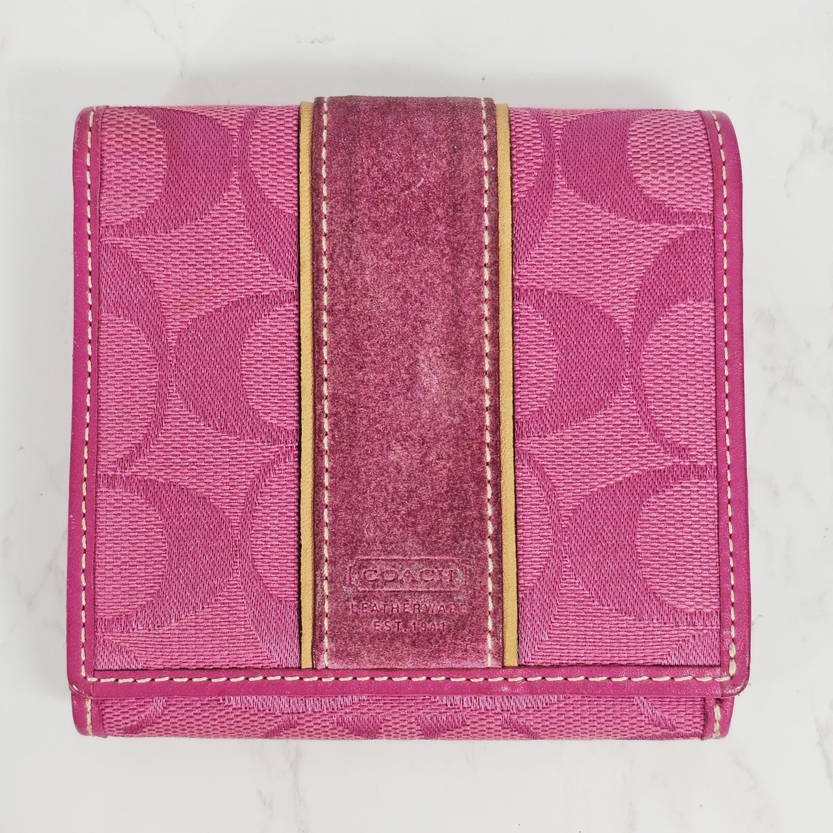 Y2K Vintage Coach Pink Signature Suede Leather Wallet Authentic | eBay