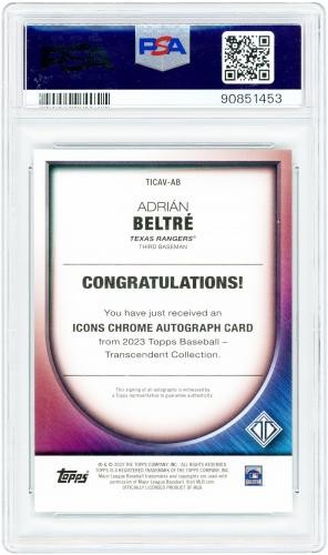 Autographed Adrian Beltre Texas Rangers Baseball Slabbed Card Item#14664273 COA view 2