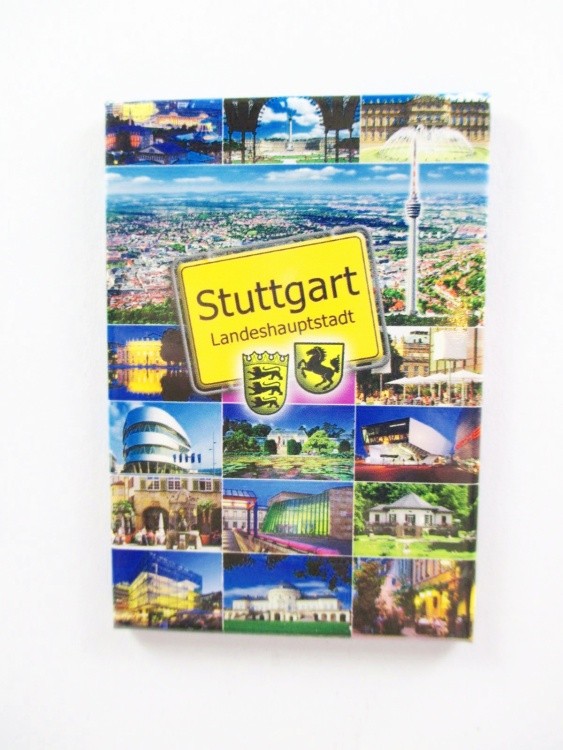 Stuttgart magnet photo souvenir town sign Schlossplatz coat of arms horse...