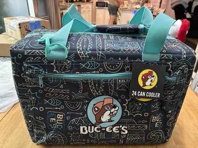 Buc-ees Travel Soft Cooler Bag 24 CANS Bucees Embroidered On Pattern Canvas New