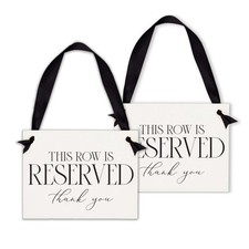 2 PCS Reserved Row Sign Wedding Ceremony Chairs Thick Paper White 11x8.5 Inch