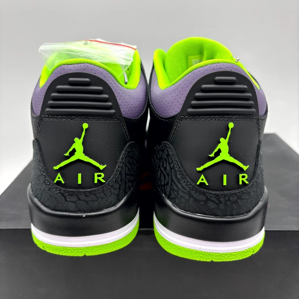 Кроссовки спортивные Air Jordan 3 ретро джокер черные зеленые кожа 8,5 мужские 136064-018 - Изображение 4 из 4