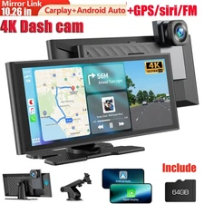 10.26"4K Dash Camera Car Stereo Radio Wireless Apple Carplay&Android Auto 64GB
