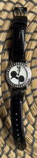 Women s Disney Mickey Mouse Ears Wristwatch JM002 Silver Tone Black Leather READ
