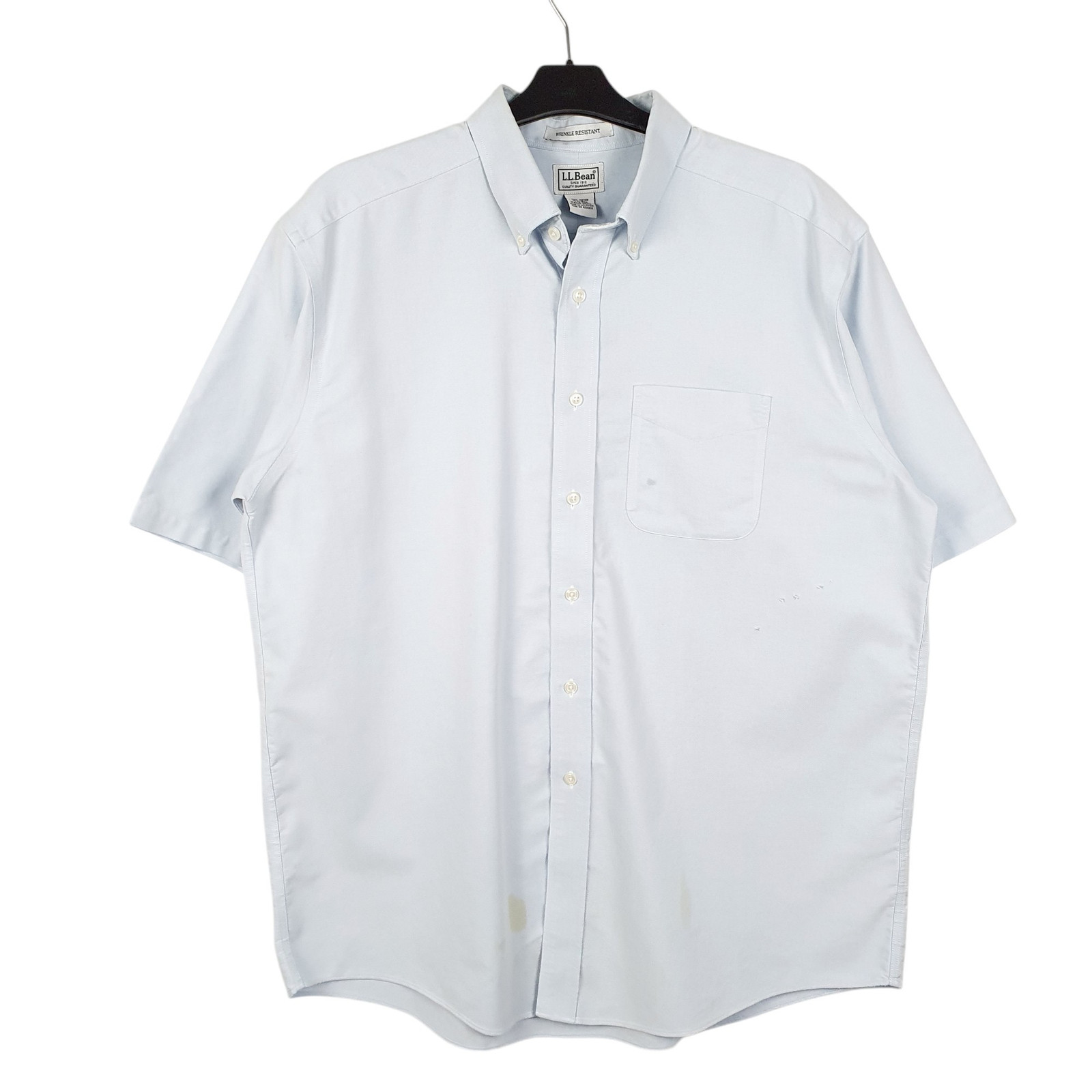 L.L.BEAN Blue Shirt Short Sleeve Casual Cotton Mens L