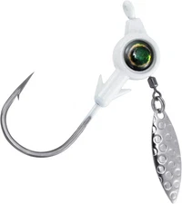 Dr.Fish 10 Pack Underspin Jigs Heads 3D Eye 3/8oz(#4/0 Hooks), White 