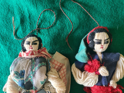Portugiesisches Schnurgarn Souvenir Puppen 60er Jahre Volkskunst Paar