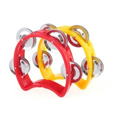 Musiclily Plastic Handheld Tambourine Percussion Jingles Red/Yellow Pack of 2 