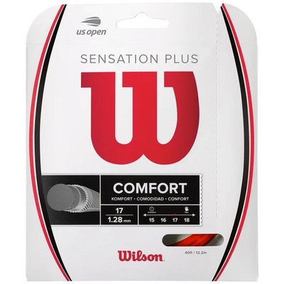 NEW WILSON SENSATION PLUS COMFORT 17 (1.28) Tennis String Set RED Pack