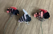 Lot Of 3 Vintage Chenille Bumble Bee Floral Picks Crafts Japan Pipe Cleaner