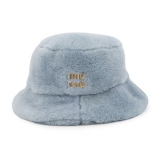 MIUMIU Brushed bucket hat Size S Polyester57 /Acetate43 Light Blue 5HC196