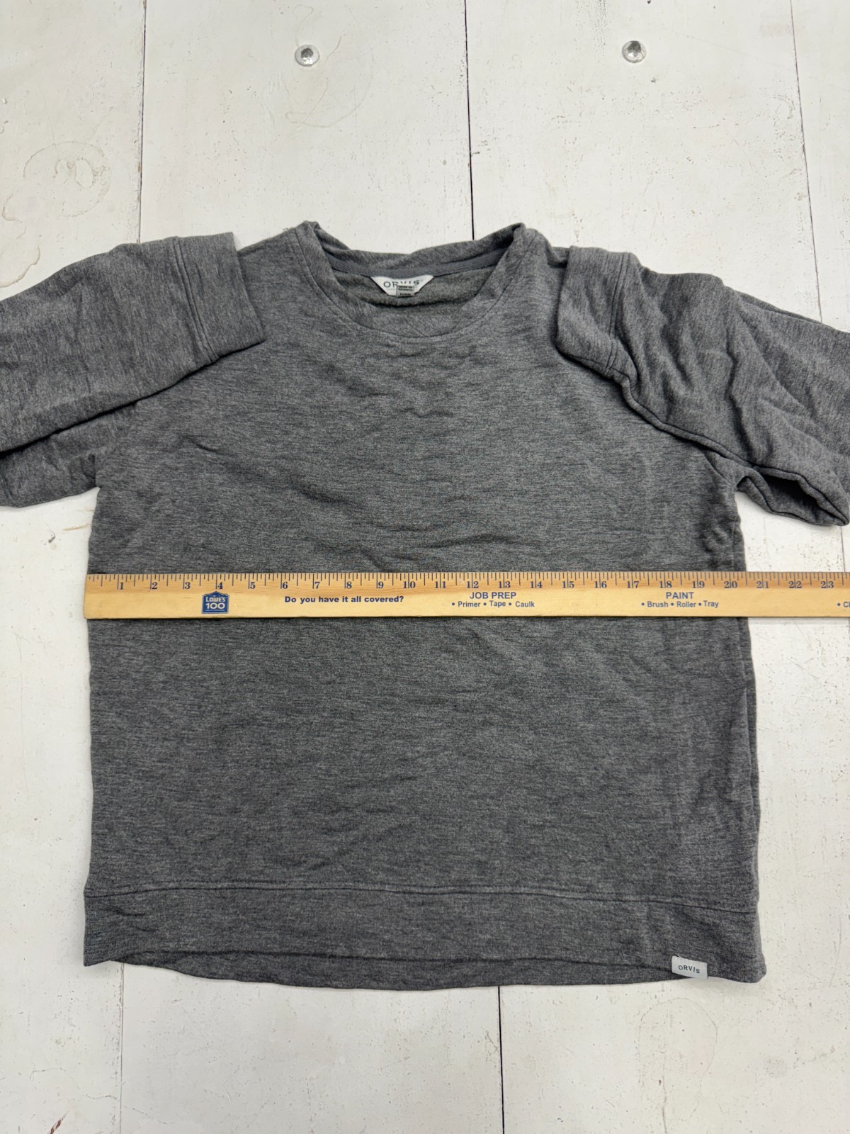 Orvis Solid Gray Basic Casual Long sleeve T Shirt… - image 5