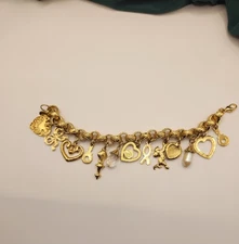 Kirks Folly Midsummer Night's Dream Gold Tone Charm Bracelet 7.5”