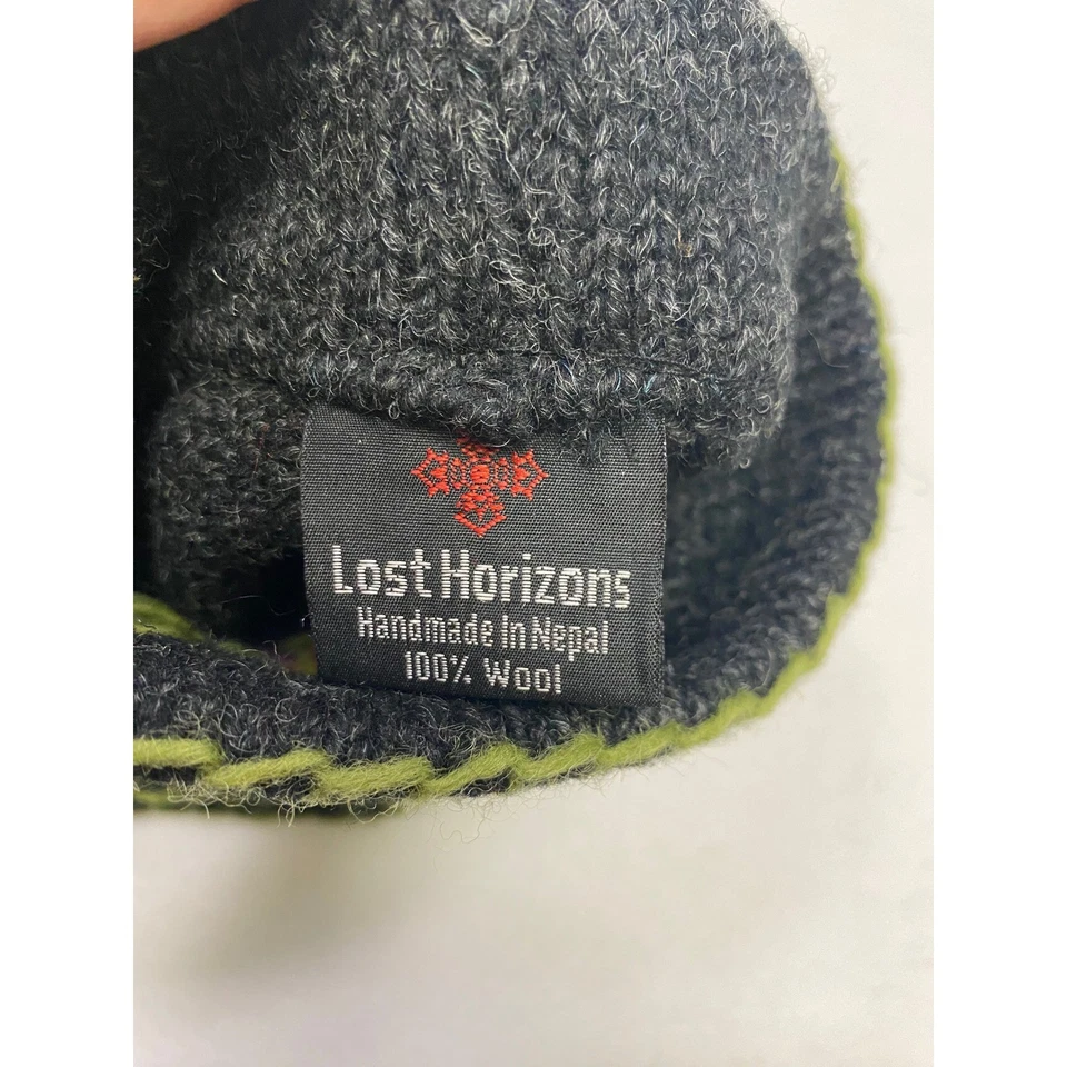 Calentadores de brazo de lana hechos a mano Lost Horizons Nepal bordado floral borde verde para mujer Foto 2 de 4