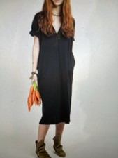 Raquel Allegra Women’s Green Henley Style 3/4 Sleeve Cotton Shift Dress Sz 0 S