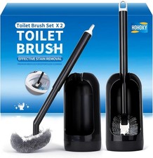 Toilet Brush and Holder Set, Curved Angled Toilet Bowl Cleaner Brush with Under