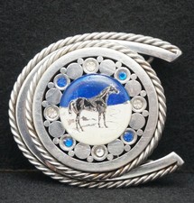 WF01103 SWEET VINTAGE 1970s MACHINE SHOP MADE HORSE STEEL ARTWORK BELT BUCKLE