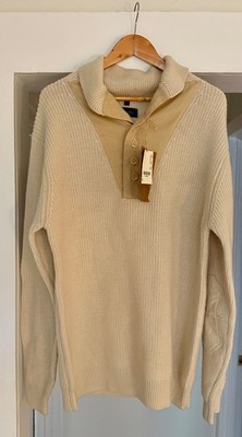 NWT Schott NYC x National Geographic Wool Shawl Ivory Military Sweater XL