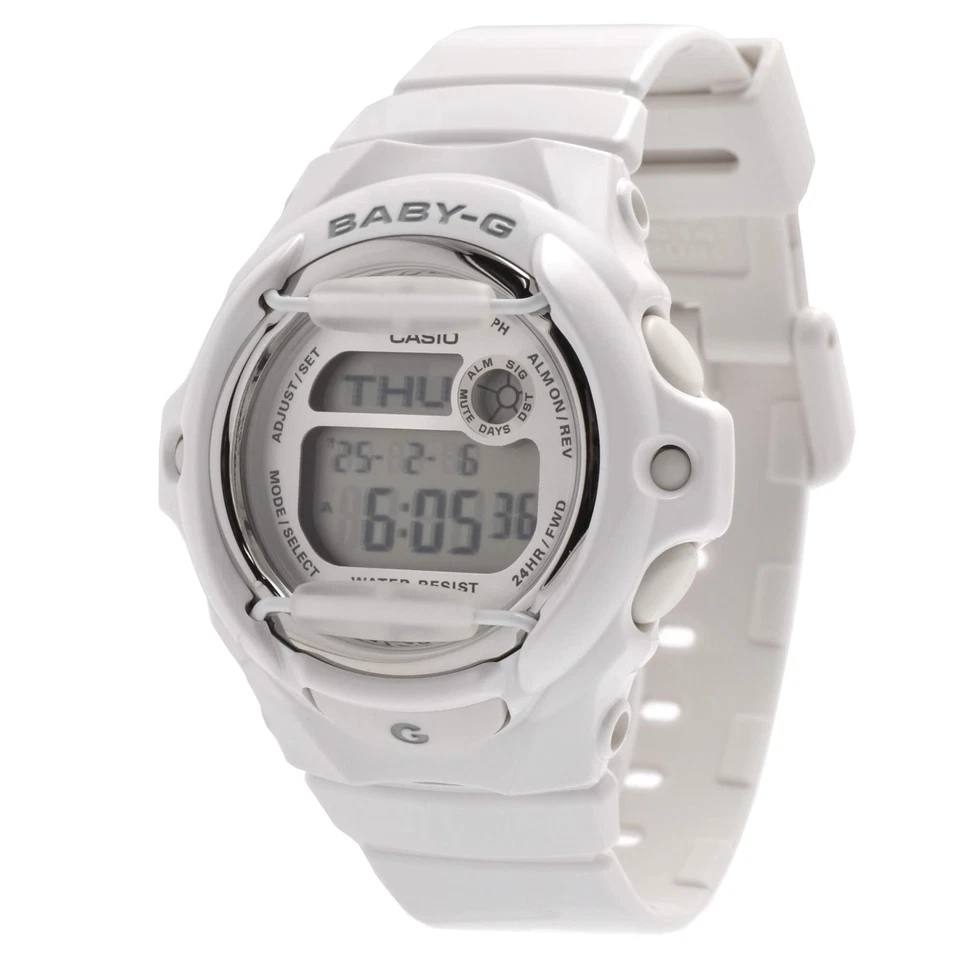 Reloj Casio para mujer Baby-G esfera digital blanca y gris correa de resina BG169R-7A
