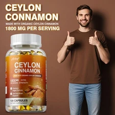 Ceylon Cinnamon Capsules - Healthy Cholesterol, Blood Sugar Support -Non GMO