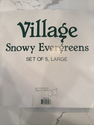 Department 56 Heritage Village Snowy Evergreens Resin Set 5 Large Trees 7'' & 9''