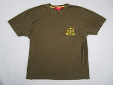 Shanghai Tang Shirt Mens Medium Green 100% Cotton Pocket Embroidered Graphic Tee