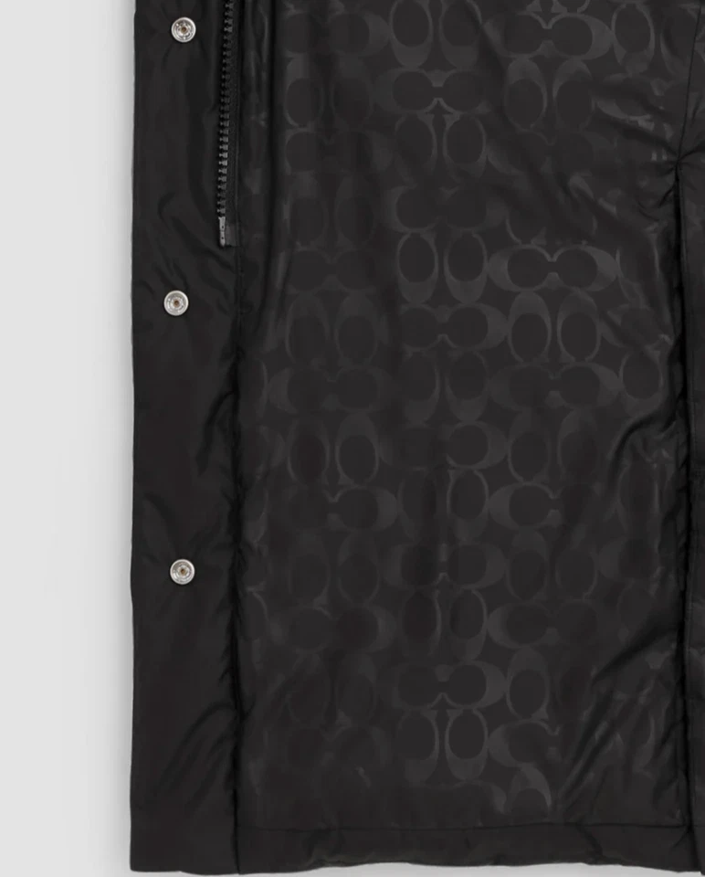 $898 Coach Outlet Women’s Long Down Puffer w/Monogram Lining Size Small, Black - Image 4 of 4