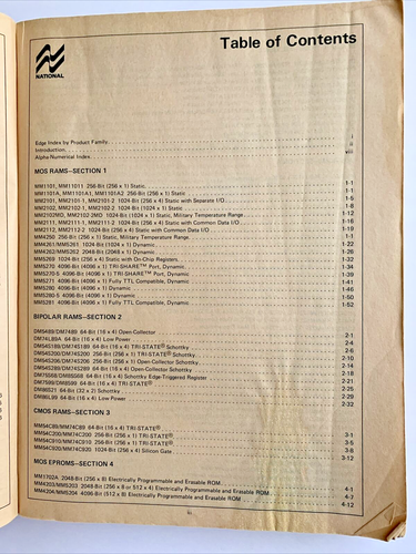 National Semiconductor Memory Data Book MOS Bipolar Memory Components 1976 - Picture 3 of 12