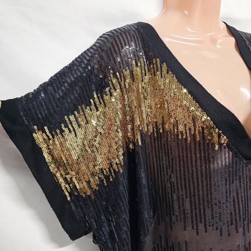 International Concepts Women Top Blouse Shirt Size 2X Black Sheer Neck Sequin - Picture 8 of 11