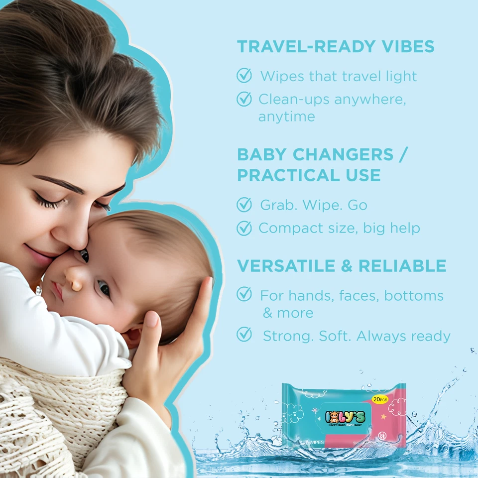 Ioly’s 婴儿湿巾无香 99% 水含芦荟 20 克拉 20 件不含酒精防腐剂 — 第 3/4 张图片