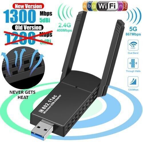 1300Mbps Long Range Dual Band 5Ghz Wireless Network Dongle USB 3.0 WiFi Adapter - Picture 16 of 16