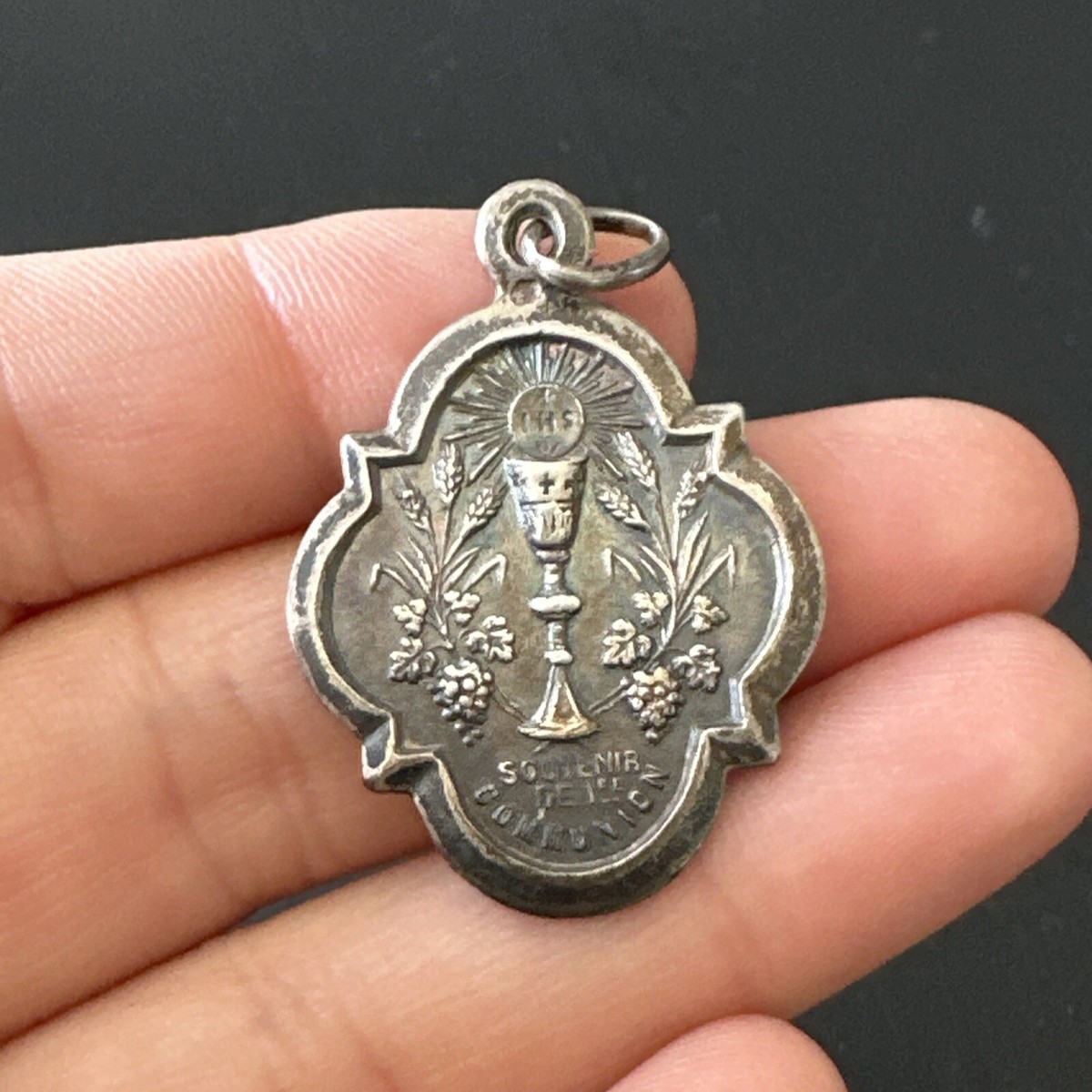 Ancien Pendentif Argent Massif 925 – Breloque Art Nouveau – Motif Hélice Bateau