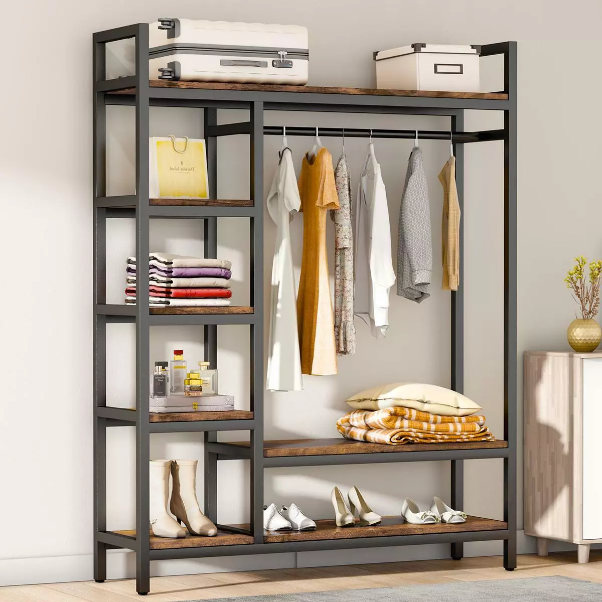 600lbs Freestanding Closet Organizer Clothes Garment Clothing Rack