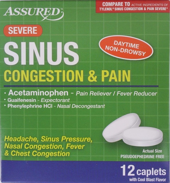 SEVERE SINUS DAYTIME CONGESTION & PAIN NonDrowsy Generic Tylenol 12