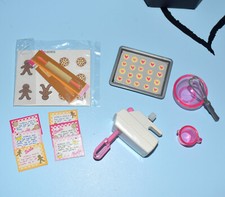 Barbie Baking Set Mixer Bowl Measuring Cut Whisk Cookie Sheet Diorama Accessory