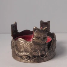 1999 Vintage Sixtrees Ltd.  Kittens with Balls of Yarn Tealight Candle Holder 