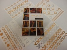 TEMPORARY METALLIC GOLD SILVER METALLIC TATTOOS CHLOE FULL SET