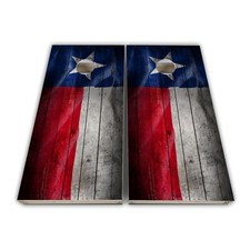 Distressed Wood Texas Flag Cornhole Board Wrap Corn Hole Skin 3M Decal SET 2