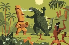 SHAG Josh Agle “Monumental Match” Unframed Serigraph Art Print Mint COA Hodzilla