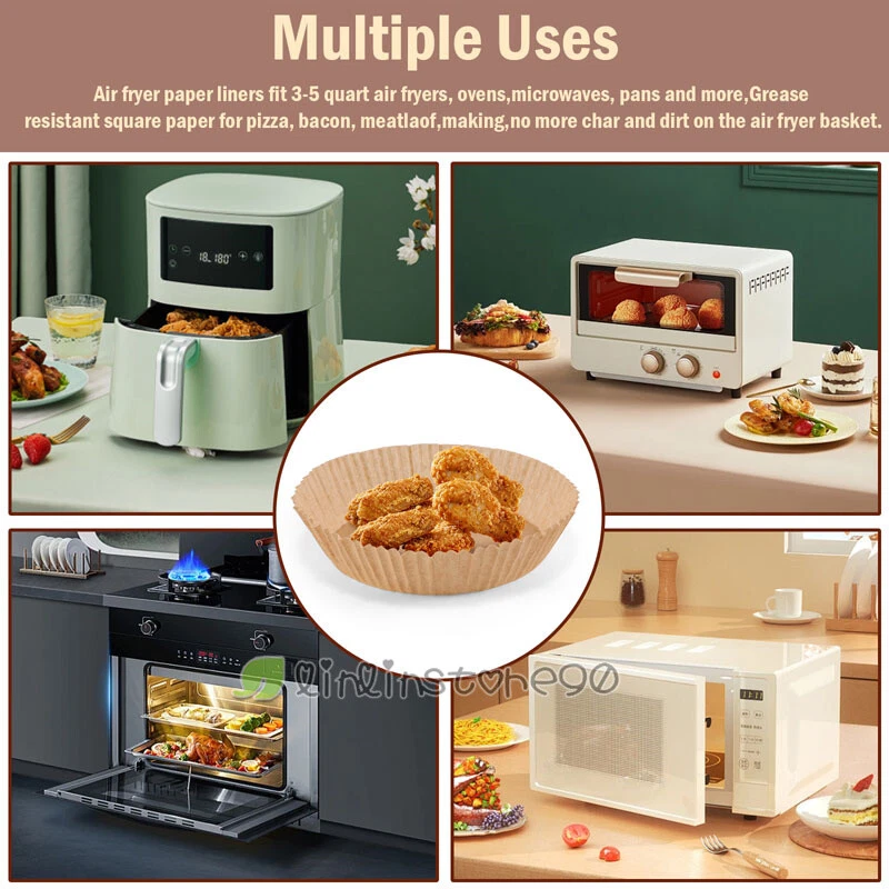 Air Fryer Liners, 100 PCS Disposable Paper Liners, Non-Stick Silicone Oil-proof