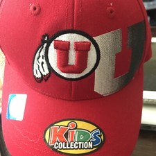 University of Utah Red Cap Hat Feathers Collegians Headwear Youth NWT