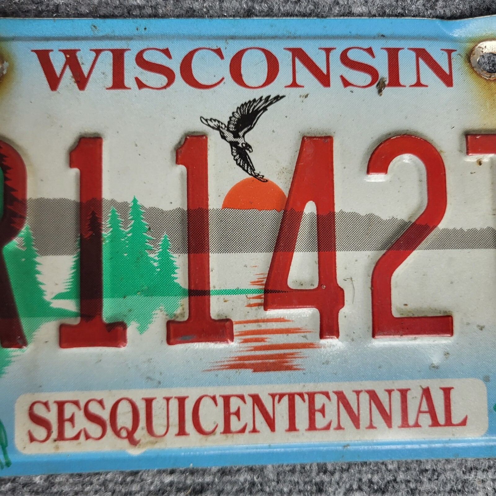 Wisconsin Sesquicentennial License Plate R1142T Vintage Man Cave Crafts