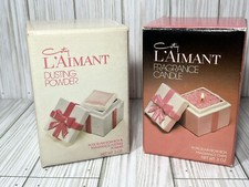 Vintage Coty L'Aimant DUSTING POWDER And CANDLE Porcelain BOW Box NIB