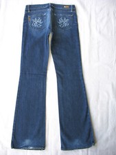 Paige Hollywood Hills Bootcut Jeans Women Sz 27 Blue Distressed Stretch L33.5