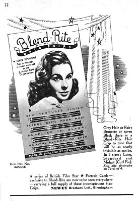 1950 Reklame für BLEND-RITE Hair Grips Small Vintage Original Print Ad Ephemera